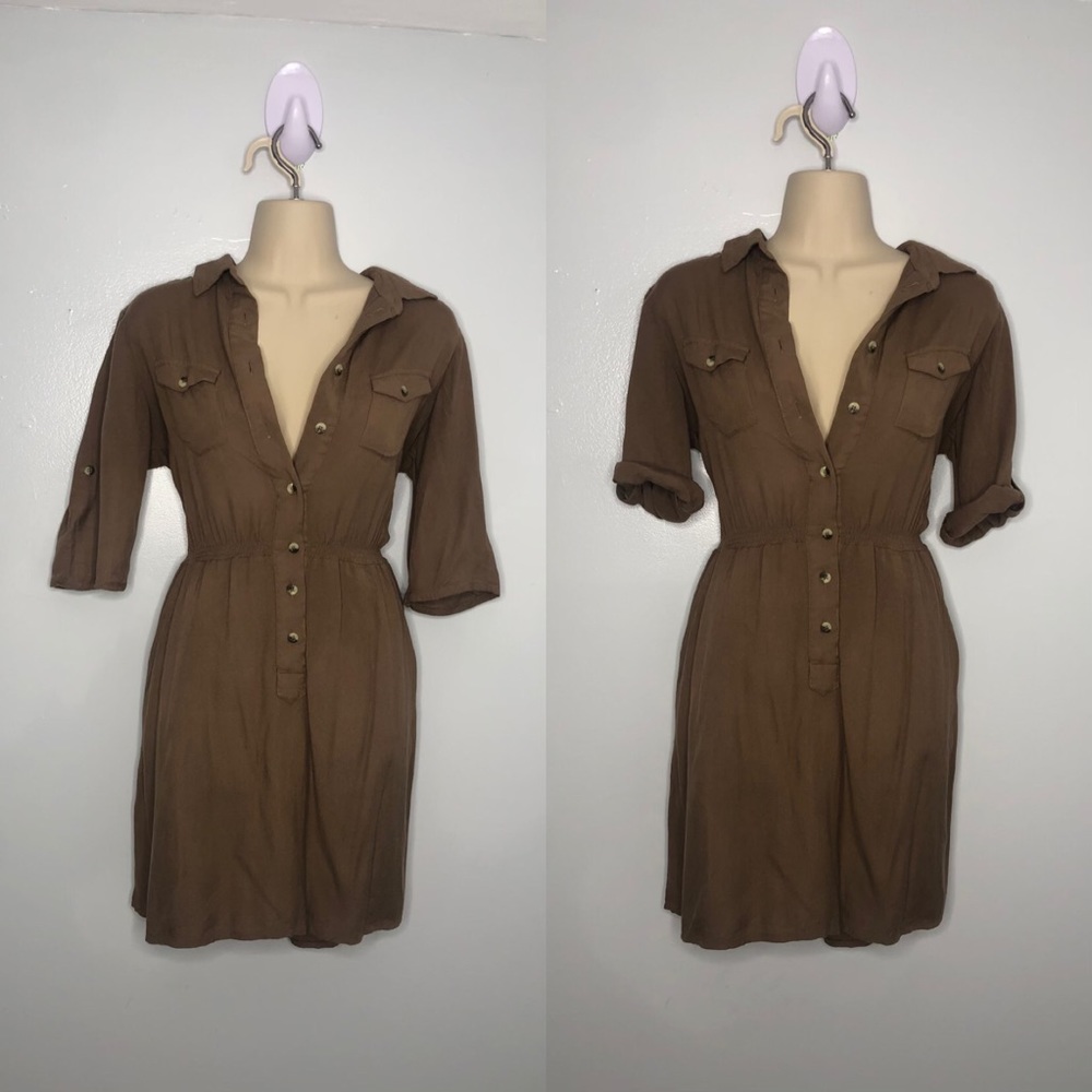 ⭐️4/$25 Fun&flirt brown buttoned high neck dress M